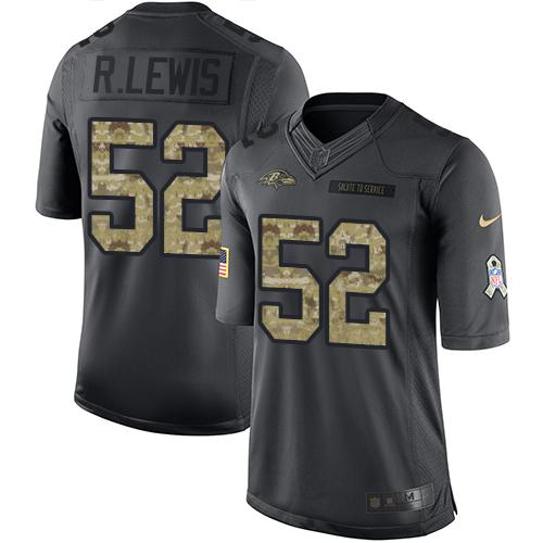 Ravens #52 Ray Lewis Black Stitched Limited 2016 Salute To Service Nike Jersey