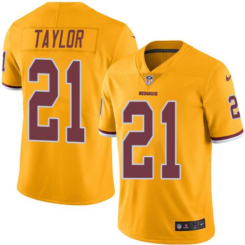 Redskins #21 Sean Taylor Gold Stitched Limited Rush Nike Jersey