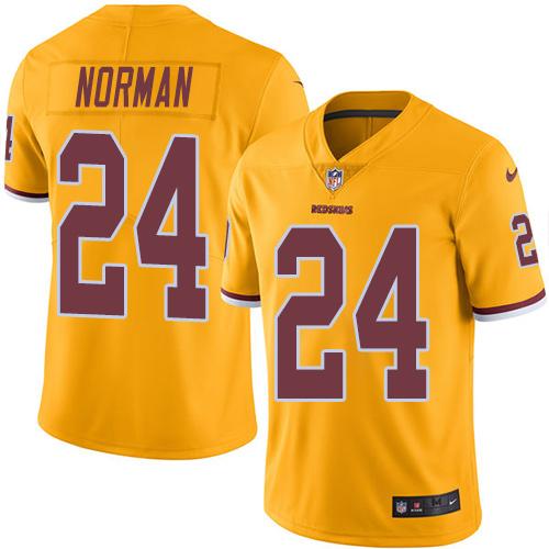 Redskins #24 Josh Norman Gold Stitched Limited Rush Nike Jersey