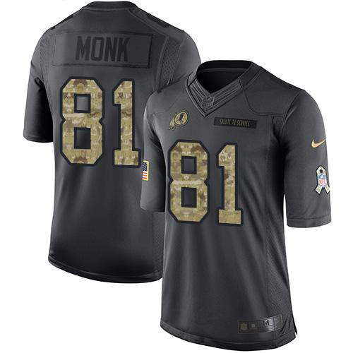 Redskins #81 Art Monk Black Stitched Limited 2016 Salute To Service Nike Jersey