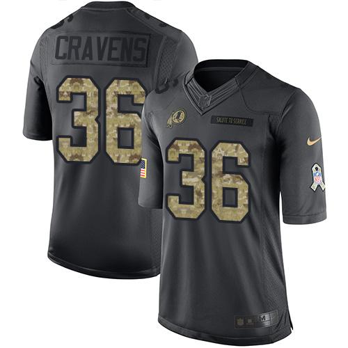 Redskins #36 Su'a Cravens Black Stitched Limited 2016 Salute To Service Nike Jersey