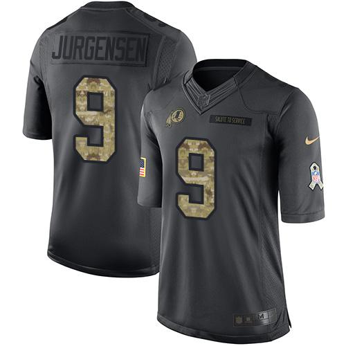 Redskins #9 Sonny Jurgensen Black Stitched Limited 2016 Salute To Service Nike Jersey
