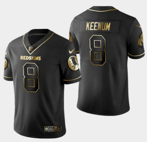Redskins #8 Case Keenum 2019 Black Gold Edition Stitched Jersey