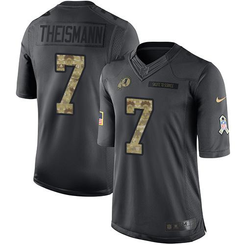 Redskins #7 Joe Theismann Black Stitched Limited 2016 Salute To Service Nike Jersey