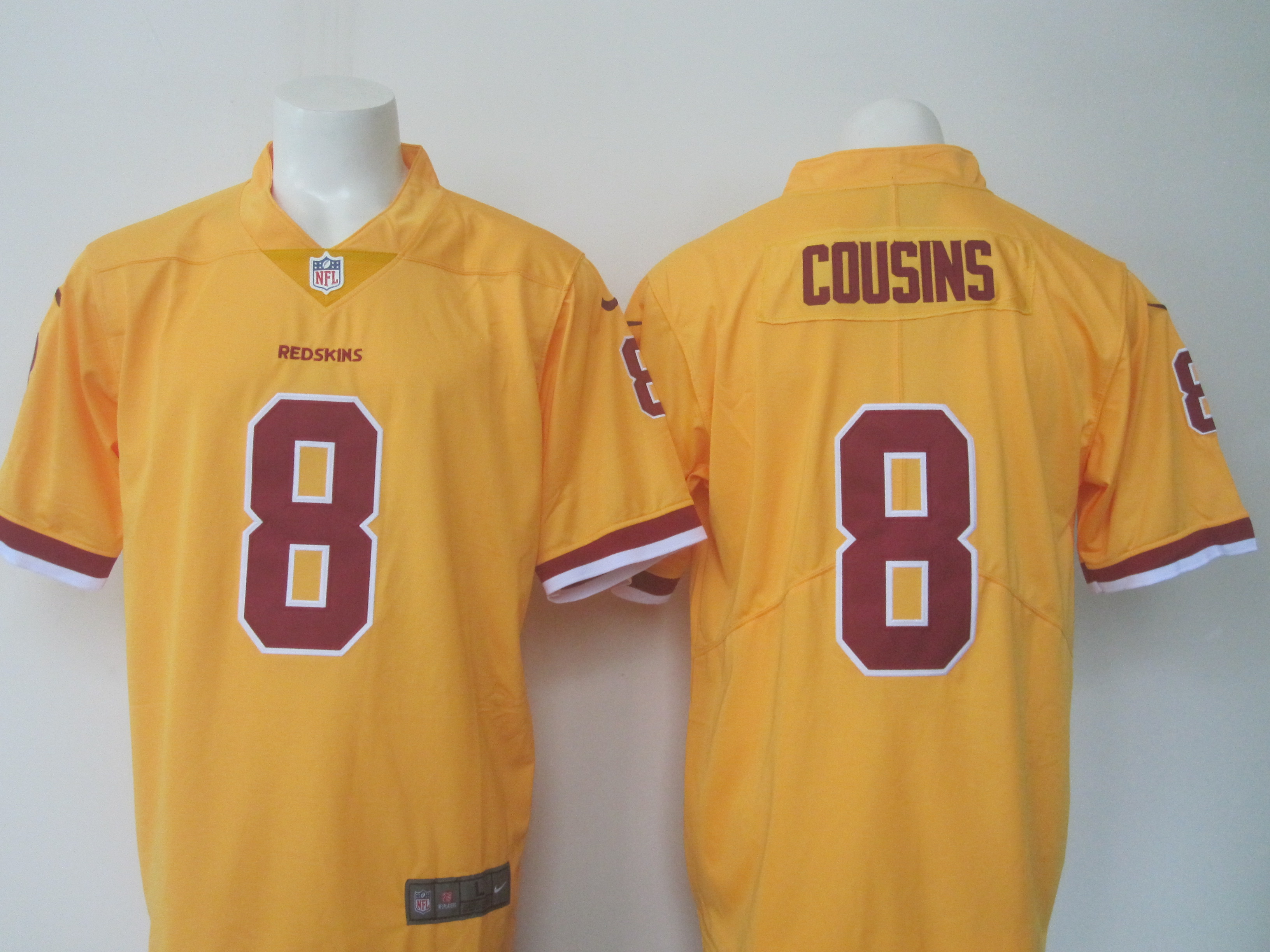 Redskins #8 Kirk Cousins Yellow Limited Rush Stitched Nike Jersey