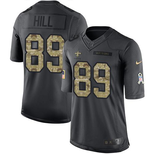 Saints #89 Josh Hill Black Stitched Limited 2016 Salute To Service Nike Jersey
