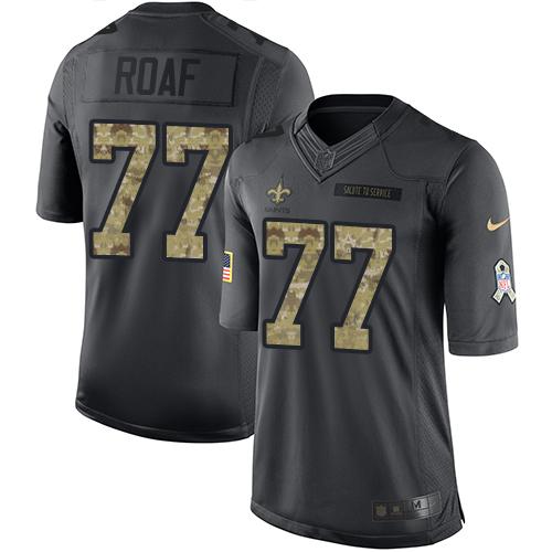 Saints #77 Willie Roaf Black Stitched Limited 2016 Salute To Service Nike Jersey