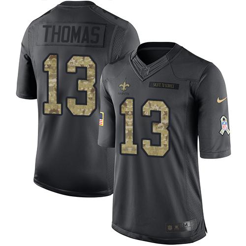 Saints #13 Michael Thomas Black Stitched Limited 2016 Salute To Service Nike Jersey