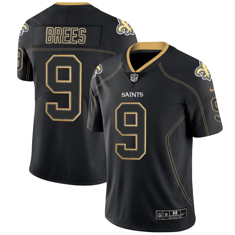Saints #9 Drew Brees Black 2018 Lights Out Color Rush Limited Stitched Jersey