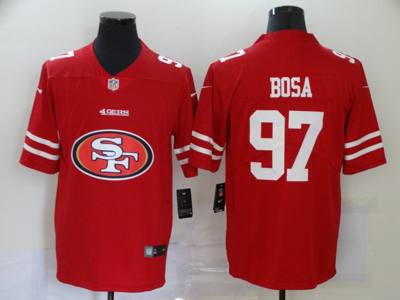 San Francisco 49ers #97 Nick Bosa Red 2020 Team Big Logo Limited Stitched Jersey