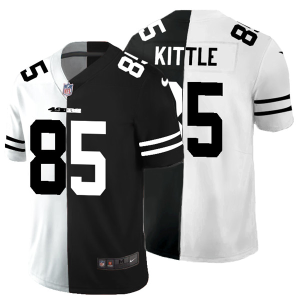San Francisco 49ers #85 George Kittle Black White Split 2020 Stitched Jersey