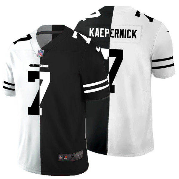 San Francisco 49ers #7 Colin Kaepernick Black White Split 2020 Stitched Jersey