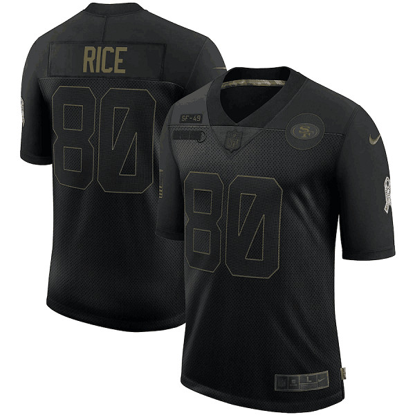 San Francisco 49ers #80 Jerry Rice 2020 Black Salute To Service Limited Stitched Jersey