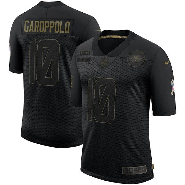 San Francisco 49ers #10 Jimmy Garoppolo 2020 Black Salute To Service Limited Stitched Jersey