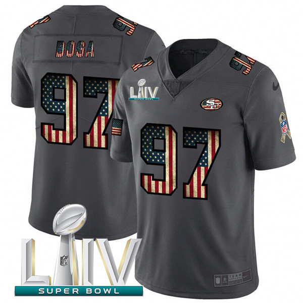 San Francisco 49ers #97 Nick Bosa Gray With Super Bowl Patch Fashion Static Limited Stitched Jersey