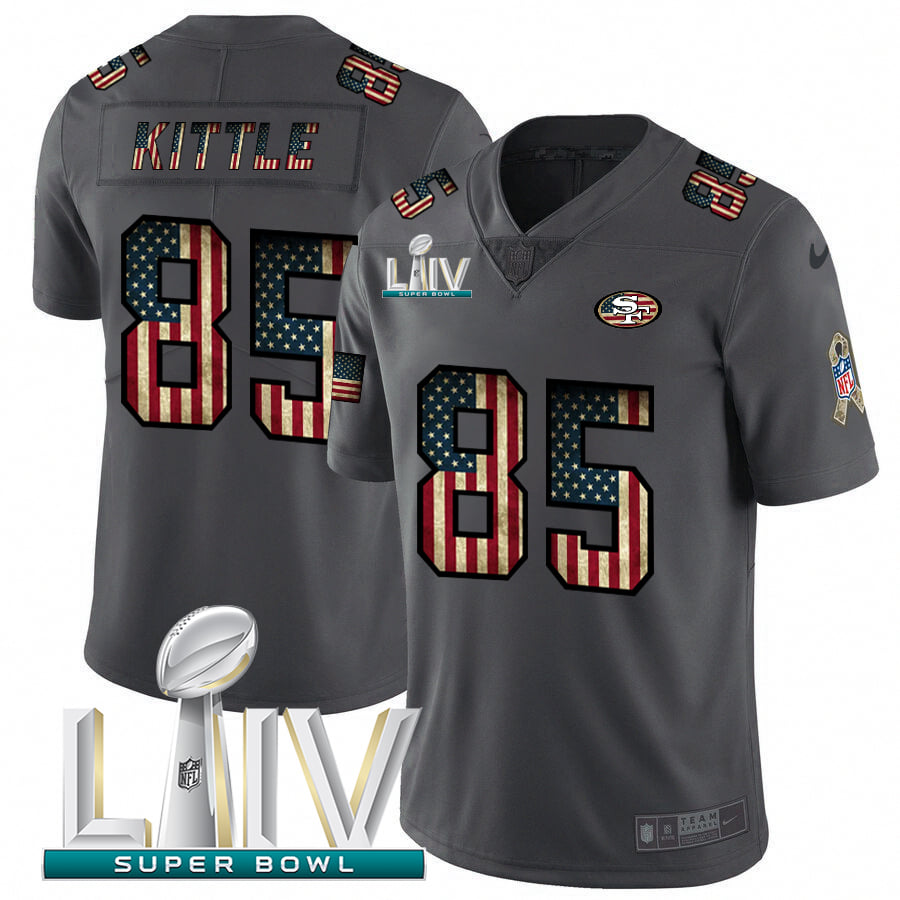 San Francisco 49ers #85 George Kittle Gray With Super Bowl Patch Fashion Static Limited Stitched Jersey