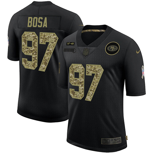 San Francisco 49ers #97 Nick Bosa 2020 Black Camo Salute To Service Limited Stitched Jersey