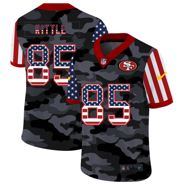San Francisco 49ers #85 George Kittle 2020 Camo USA Flag Limited Stitched Jersey