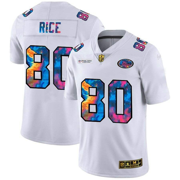 San Francisco 49ers #80 Jerry Rice 2020 White Crucial Catch Limited Stitched Jersey