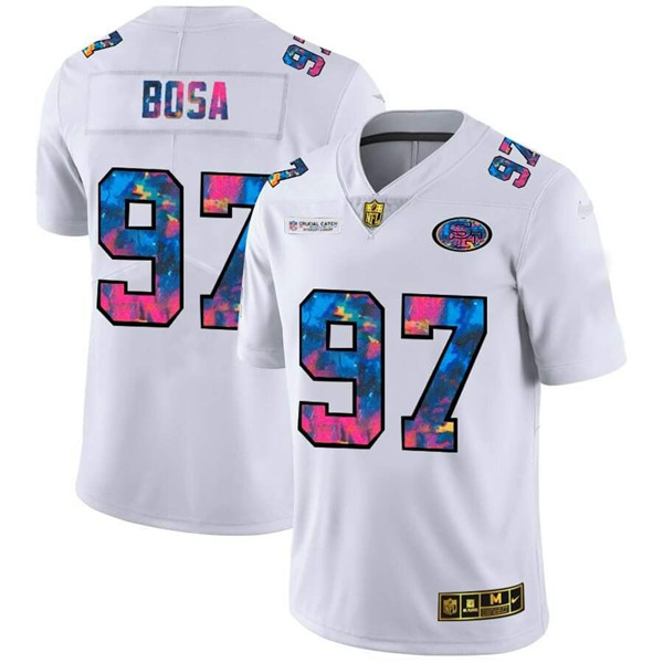 San Francisco 49ers #97 Nick Bosa 2020 White Crucial Catch Limited Stitched Jersey