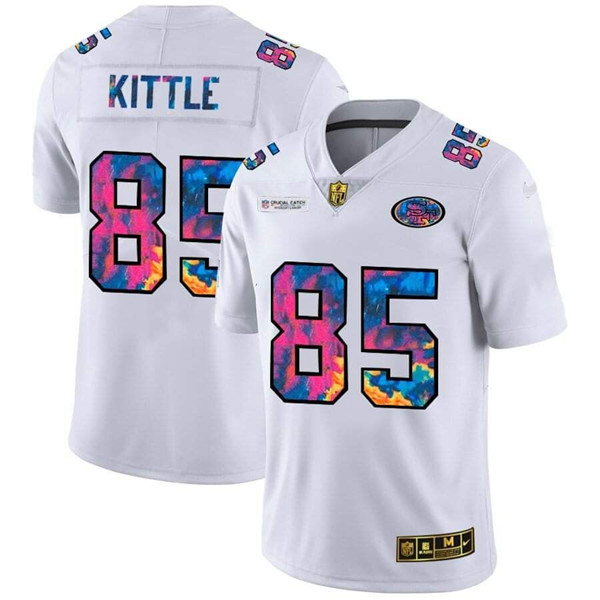 San Francisco 49ers #85 George Kittle 2020 White Crucial Catch Limited Stitched Jersey