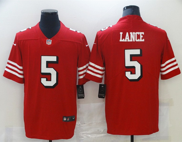 San Francisco 49ers #5 Trey Lance Red 2021 Draft Red Vapor Untouchable Limited Stitched Jersey 