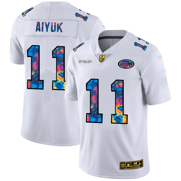 San Francisco 49ers #11 Brandon Aiyuk 2020 White Crucial Catch Limited Stitched Jersey