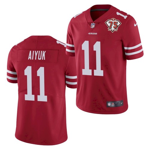San Francisco 49ers #11 Brandon Aiyuk Red 2021 75th Anniversary Vapor Untouchable Limited Stitched Jersey