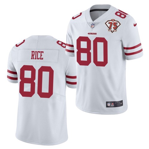 San Francisco 49ers #80 Jerry Rice White 2021 75th Anniversary Vapor Untouchable Limited Stitched Jersey 