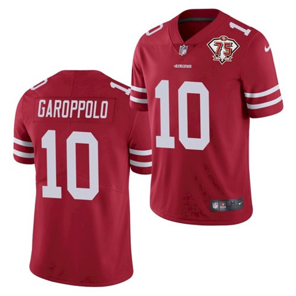 San Francisco 49ers #10 Jimmy Garoppolo Red 2021 75th Anniversary Vapor Untouchable Limited Stitched Jersey 