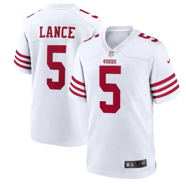 San Francisco 49ers #5 Trey Lance 2022 New White Stitched Game Jersey