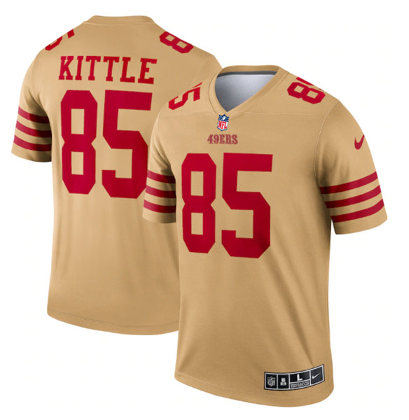 San Francisco 49ers #85 George Kittle 2022 New Gold Inverted Legend Stitched Football Jersey