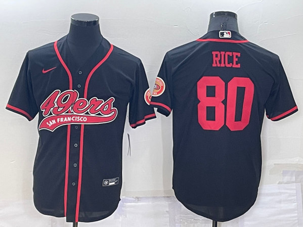 San Francisco 49ers #80 Jerry Rice Black Cool Base Stitched Baseball Jersey