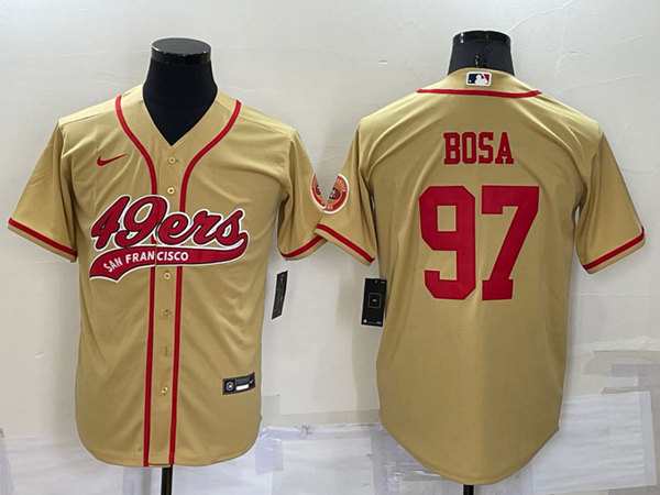 San Francisco 49ers #97 Nick Bosa Gold Cool Base Stitched Baseball Jersey