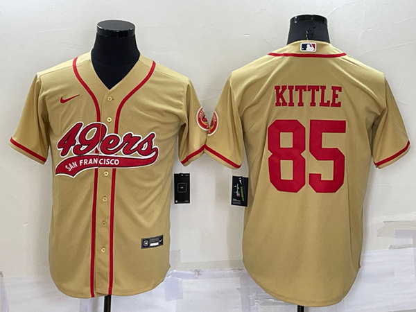 San Francisco 49ers #85 George Kittle Gold Cool Base Stitched Baseball Jersey