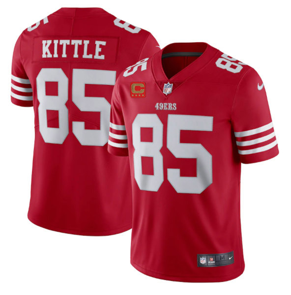 San Francisco 49ers 2022 #85 George Kittle Red New Scarlet With 4-Star C Patch Vapor Untouchable Limited Stitched Football Jersey