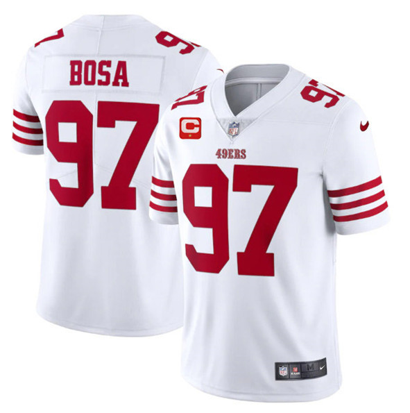 San Francisco 49ers 2022 #97 Nike Bosa White Scarlet With 1-Star C Patch Vapor Untouchable Limited Stitched Football Jersey