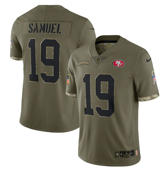 San Francisco 49ers #19 Deebo Samuel 2022 Olive Salute To Service Limited Stitched Jersey