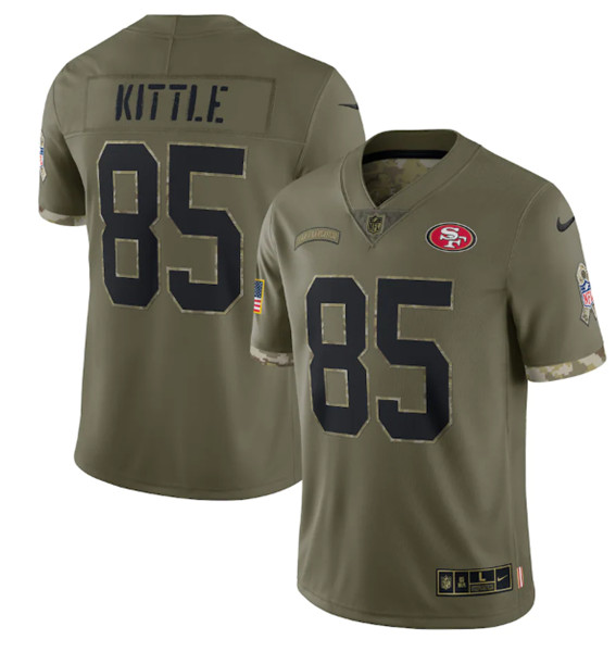 San Francisco 49ers #85 George Kittle 2022 Olive Salute To Service Limited Stitched Jersey