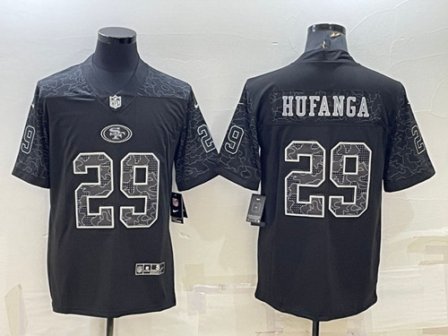 San Francisco 49ers #29 Talanoa Hufanga Black Reflective Limited Stitched Football Jersey
