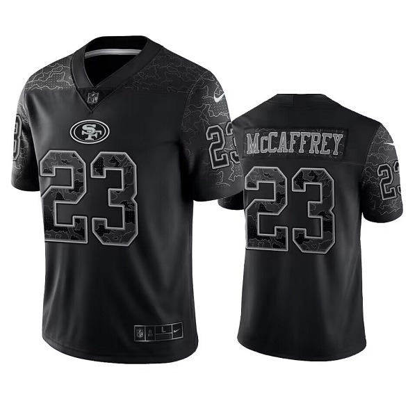 San Francisco 49ers #23 Christian McCaffrey Black Reflective Limited Stitched Football Jersey