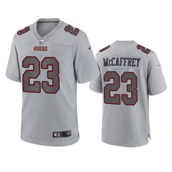 San Francisco 49ers #23 Christian McCaffrey Gray Atmosphere Fashion Stitched Game Jersey