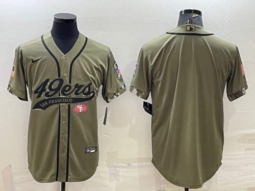 San Francisco 49ers Blank Olive Salute To Service Cool Base Stitched Baseball Jersey