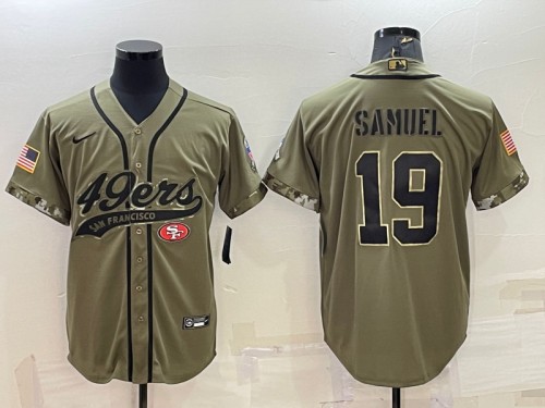 San Francisco 49ers #19 Deebo Samuel 2022 Olive Salute To Service Cool Base Stitched Baseball Jersey