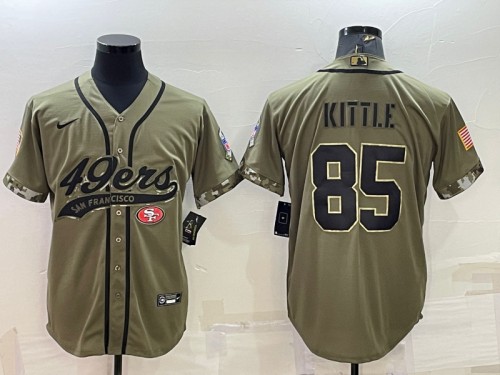 San Francisco 49ers #85 George Kittle 2022 Olive Salute To Service Cool Base Stitched Baseball Jersey