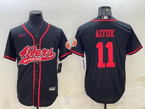 San Francisco 49ers #11 Brandon Aiyuk Black With Patch Cool Base Stitched Baseball Jersey