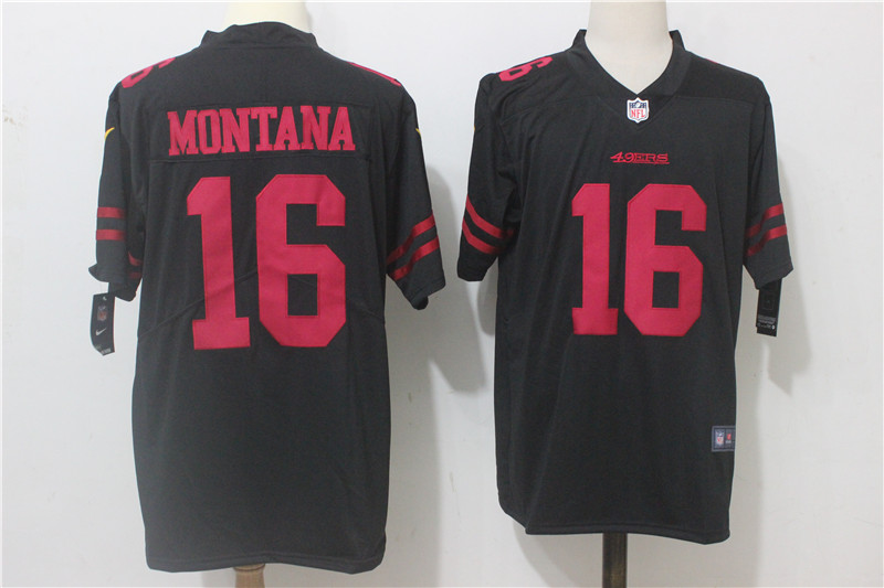 San Francisco 49ers #16 Joe Montana Black Alternate Stitched Vapor Untouchable Limited Nike Jersey