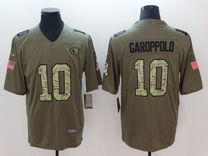 San Francisco 49ers #10 Jimmy Garoppolo Green Camo Salute To Service Limited Stitched Jersey