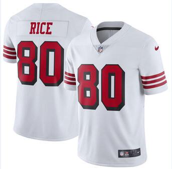 San Francisco 49ers #80 Jerry Rice Nike White Color Rush Vapor Untouchable Limited Stitched Jersey