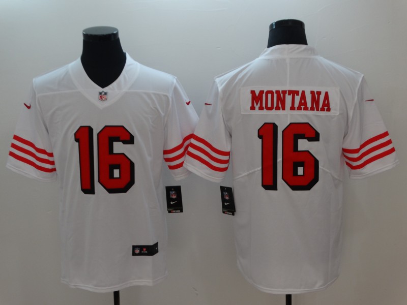 San Francisco 49ers #16 Joe Montana Nike White Color Rush Vapor Untouchable Limited Stitched Jersey